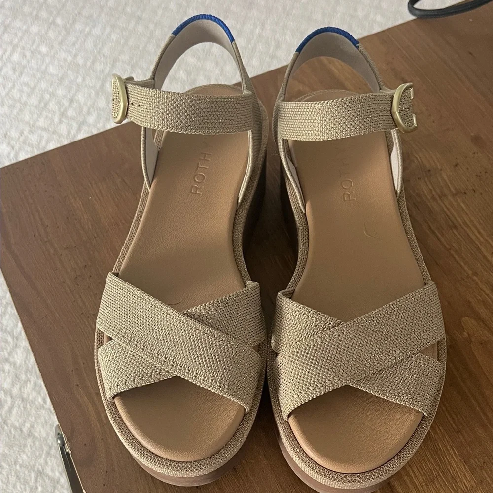 Rothy's Platform Sandals with Gold Buckle - 6.5